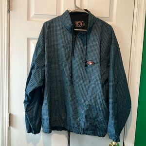 Gotcha vintage Men's Blue Checkered windbreaker 1/4 zip medium